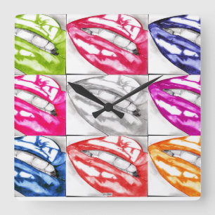 Horloge Carrée Hot Lips Pop Art