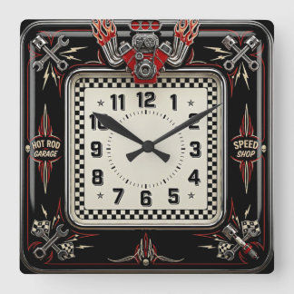 Horloge Carrée Hot Rod