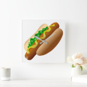 Horloge Carrée Hotdog (Maison)