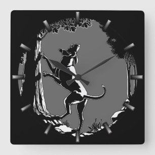 Horloge Carrée Hound Dog Clock Hunting Dog Art Wall Clock
