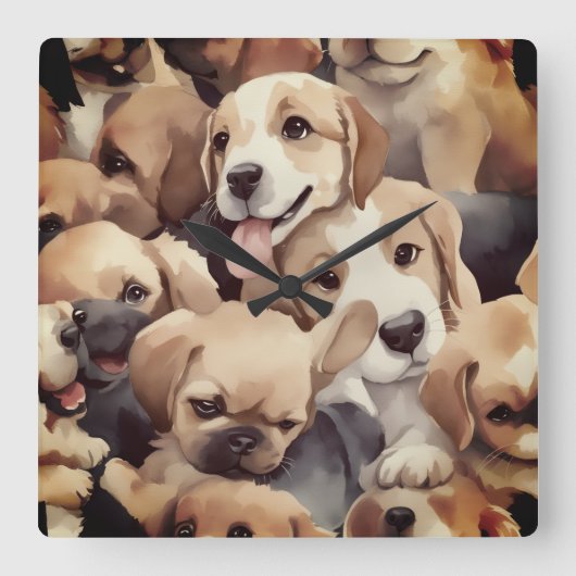 Horloge Carrée How many brown puppies (Recto)