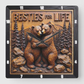 Horloge Carrée Hugging Bears Forest Brown (Recto)