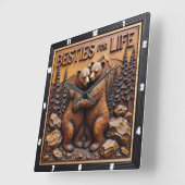 Horloge Carrée Hugging Bears Forest Brown (Angle)