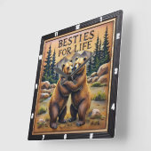 Horloge Carrée Hugging Bears Streamside Mountain (Angle)