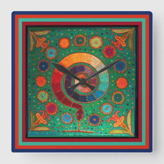 Horloge Carrée Huichol Peyote (Recto)