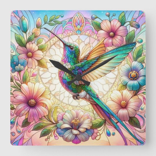 Horloge Carrée Hummingbird (Recto)