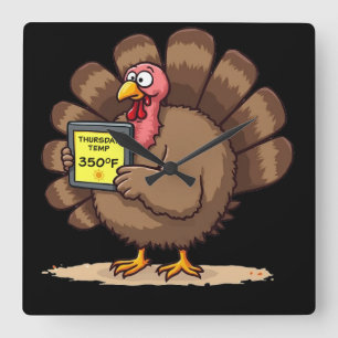 Horloge Carrée Humour de Thanksgiving Blague de dinde drôle