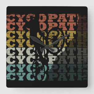 Horloge Carrée Humour VTT - Cyclisme Drôle - Cycopathe