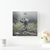 Horloge Carrée Husky Sibérien Blanc (Maison)