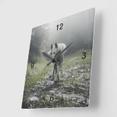 Horloge Carrée Husky Sibérien Blanc (Angle)