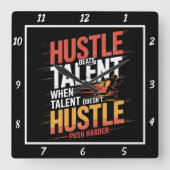 Horloge Carrée Hustle Beats Talent Runner Motivation (Recto)
