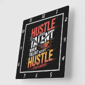 Horloge Carrée Hustle Beats Talent Runner Motivation (Angle)