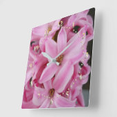 Horloge Carrée hyacinthe rose (Angle)