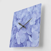 Horloge Carrée Hydrangée bleue (Angle)