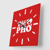 Horloge Carrée I Heart (Love) Pho (Tôi PHỞ) (Angle)
