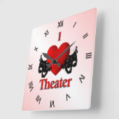 Horloge Carrée I Heart Theater Rose (Angle)