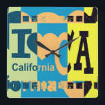 Horloge Carrée I love California - Pop art<br><div class="desc">I love California - Pop art</div>