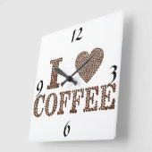 Horloge Carrée I Love Coffee Clock (Angle)