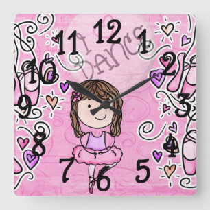 Horloge Carrée I Love Dance Ballet Girl design Wall Clock