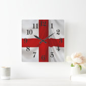 Horloge Carrée I Love England Drapeau de St George Patriotic (Maison)