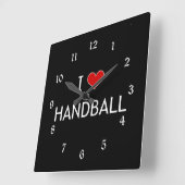 Horloge Carrée I Love Handball, design polaire, (Angle)