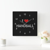 Horloge Carrée I Love Handball, popular design, (Maison)