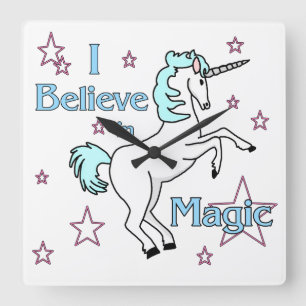 Horloge Carrée I Love In Magic Unicorn Wall Clock