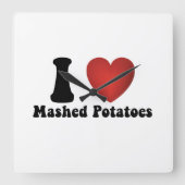 Horloge Carrée I Love Mashed Potatoes Thanksgiving Diner Cadeau (Recto)