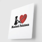 Horloge Carrée I Love Mashed Potatoes Thanksgiving Diner Cadeau (Angle)