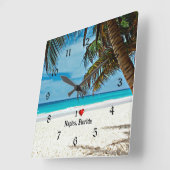 Horloge Carrée I Love Naples, Floride (Angle)