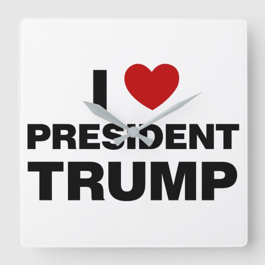 Horloge Carrée I Love Président Trump Heart (Recto)