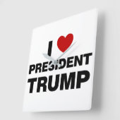Horloge Carrée I Love Président Trump Heart (Angle)