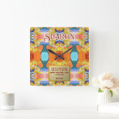 Horloge Carrée I Love You Unique Marbre Art Déco Abstrait (Maison)