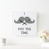 Horloge Carrée I MUSTACHE YOU THE TIME CLOCK Grey (Maison)