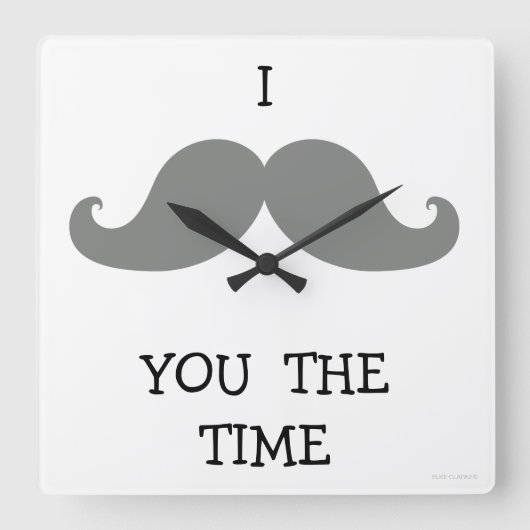 Horloge Carrée I MUSTACHE YOU THE TIME CLOCK Grey (Recto)