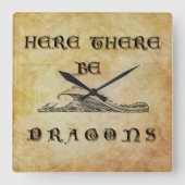 Horloge Carrée Ici Il Y A Des Dragons (Recto)