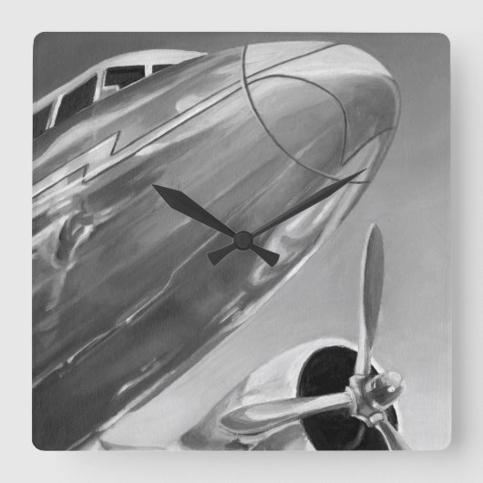 Horloge Carrée Icône de l'aviation : Vue de fermeture (Recto)