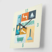 Horloge Carrée Iconique de plombier professionnel (Angle)