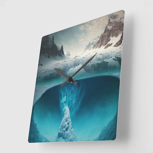 Horloge Carrée Icy Mountain View (Angle)