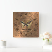 Horloge Carrée Idée cadeau personnalisé 19e anniversaire de bronz (Maison)