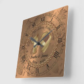 Horloge Carrée Idée cadeau personnalisé 19e anniversaire de bronz (Angle)