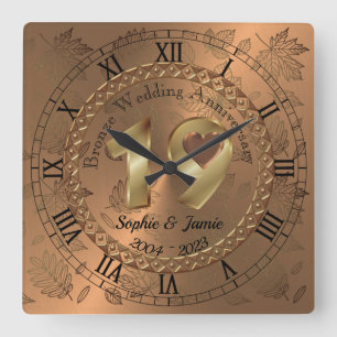 Horloge Carrée Idée de cadeau personnalisé pour les 19 ans de mar