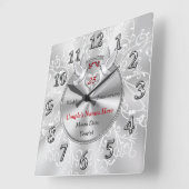 Horloge Carrée Idées cadeaux pour l'anniversaire du Mariage d'arg (Angle)