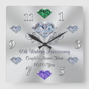 Horloge Carrée Idées de cadeaux de pierres de naissance pour 60 a