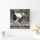 Horloge Carrée Il est temps de faire du cheval (Maison)