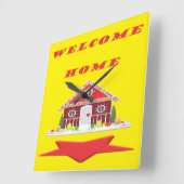 HORLOGE CARRÉE IL EST TEMPS DE VOUS ACCUEILLIR À LA MAISON (Angle)