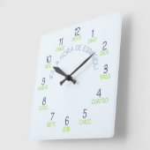 Horloge Carrée Il est temps pour l'horloge espagnole (Angle)