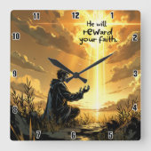 Horloge Carrée Il récompensera votre foi (Recto)