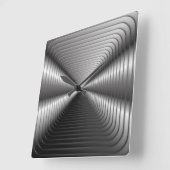 Horloge Carrée Illusion optique argentée (Angle)