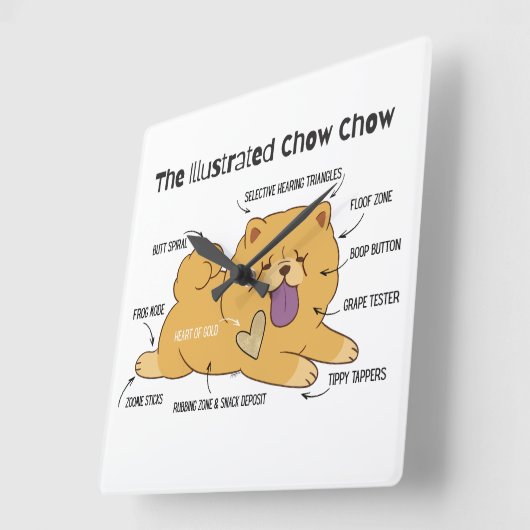 HORLOGE CARRÉE ILLUSTRATED CHOW (Angle)